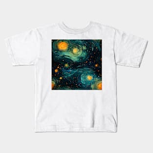 Van Gogh Starry Night Outer Space Pattern 9 Kids T-Shirt